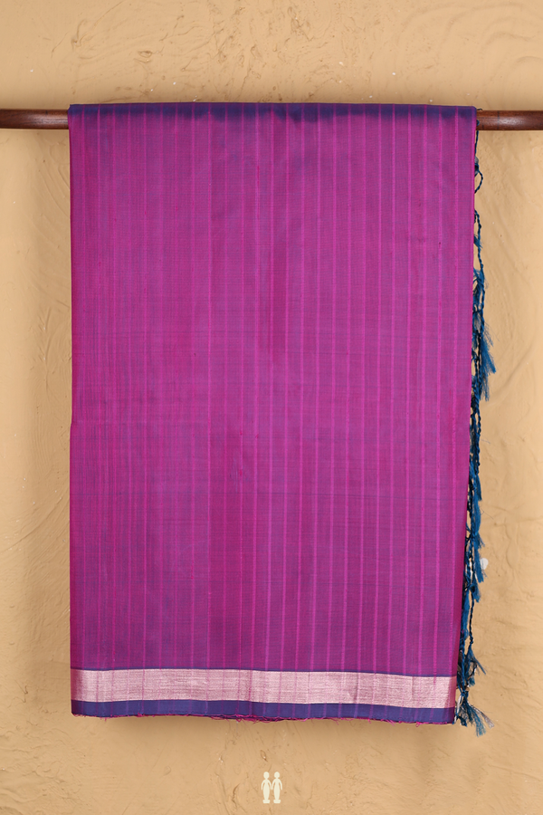 Soft Silk Saree In Dual Tone With Self Stripes Design
