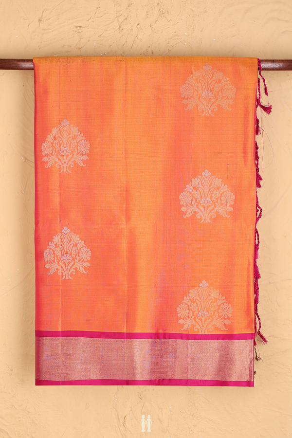 Soft Silk Saree In Dual Tone With Tree Motifs