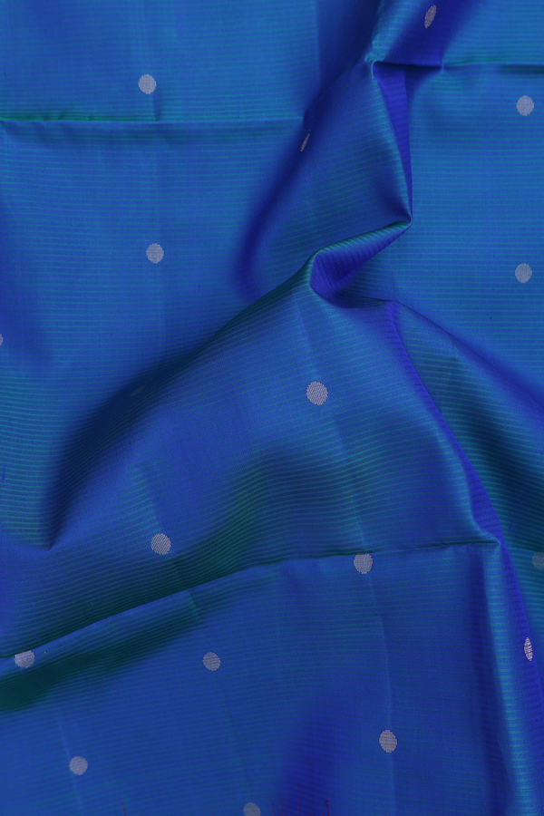Soft Silk Saree In Blue With Zari Buttas
