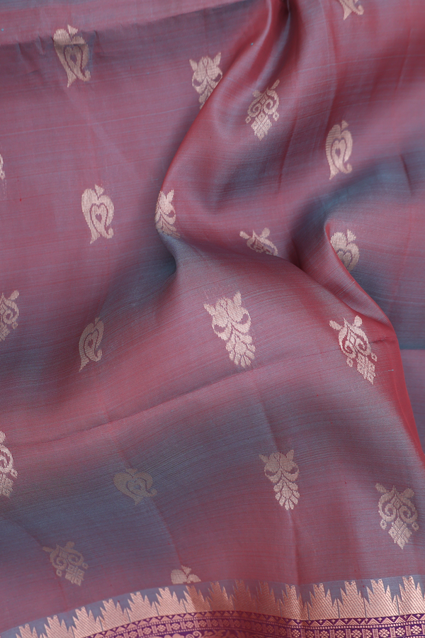Soft Silk Saree In Dual Tone With Zari Buttas