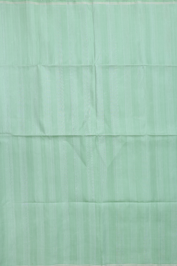 Soft Silk Saree In Plain Dusty Green With Zari Border