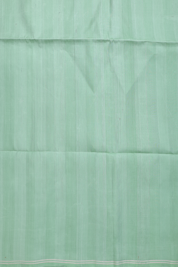 Soft Silk Saree In Plain Dusty Green With Zari Border