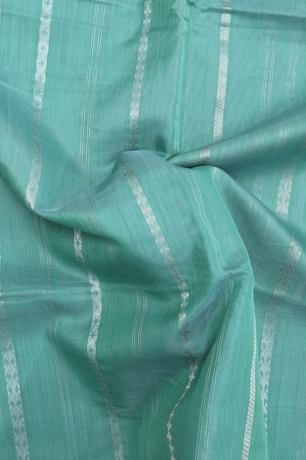 Soft Silk Saree In Dusty Green With Stripes Design