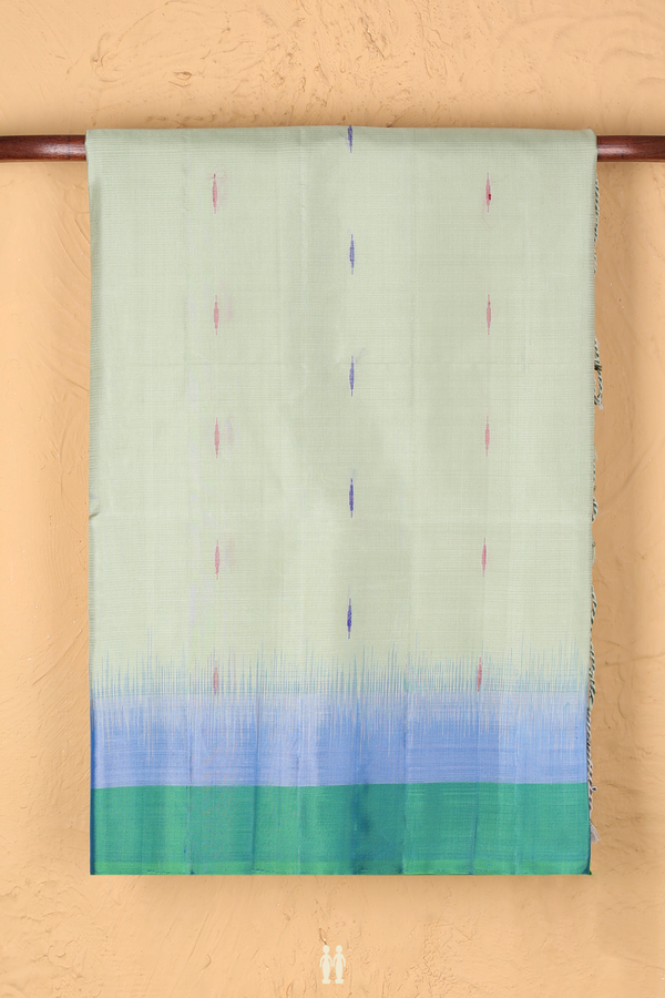 Soft Silk Saree In Dusty Green With Threadwork Buttas