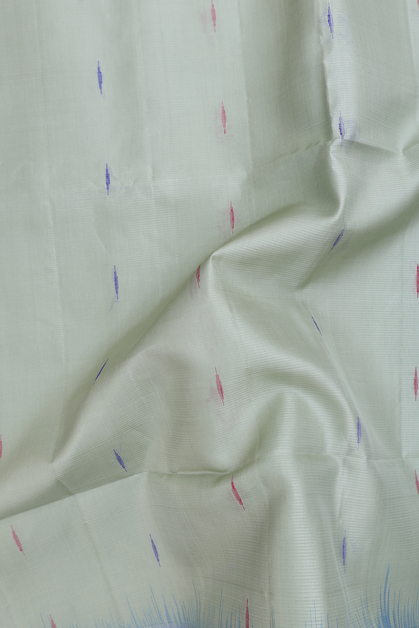 Soft Silk Saree In Dusty Green With Threadwork Buttas