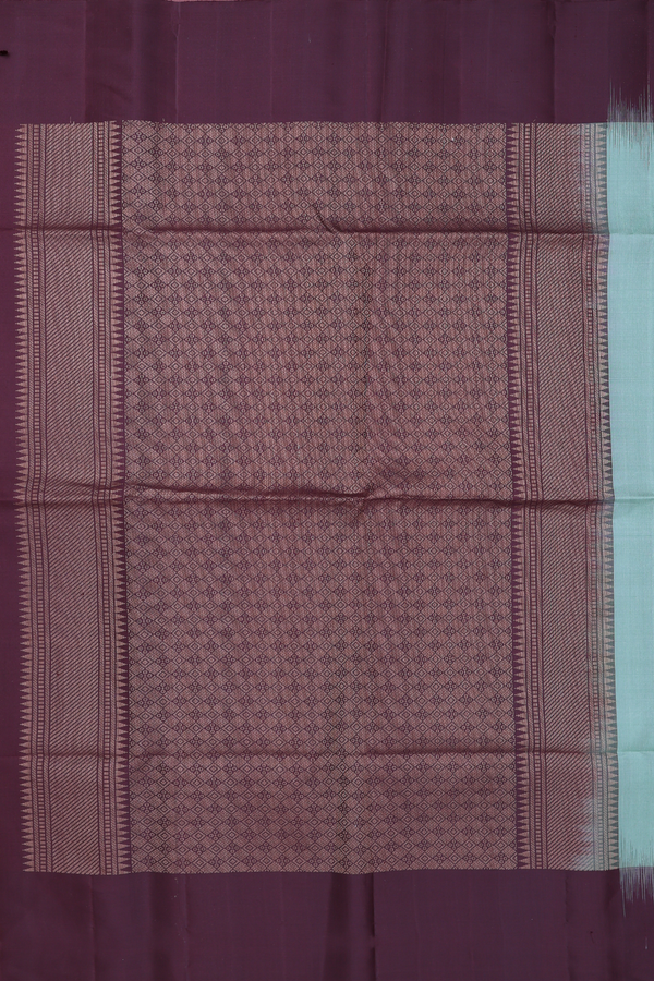 Soft Silk Saree In Dusty Green With Zari Buttas