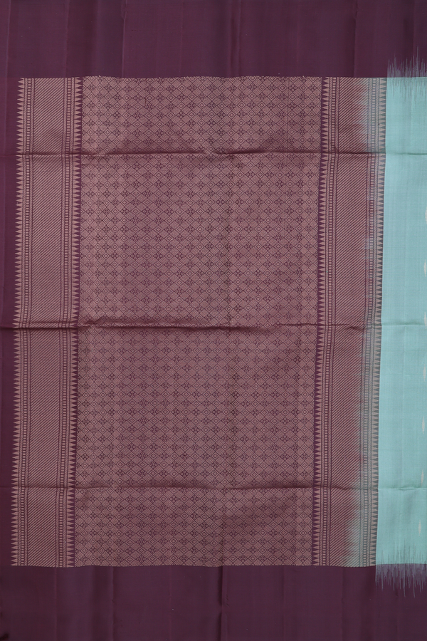 Soft Silk Saree In Dusty Green With Zari Buttas