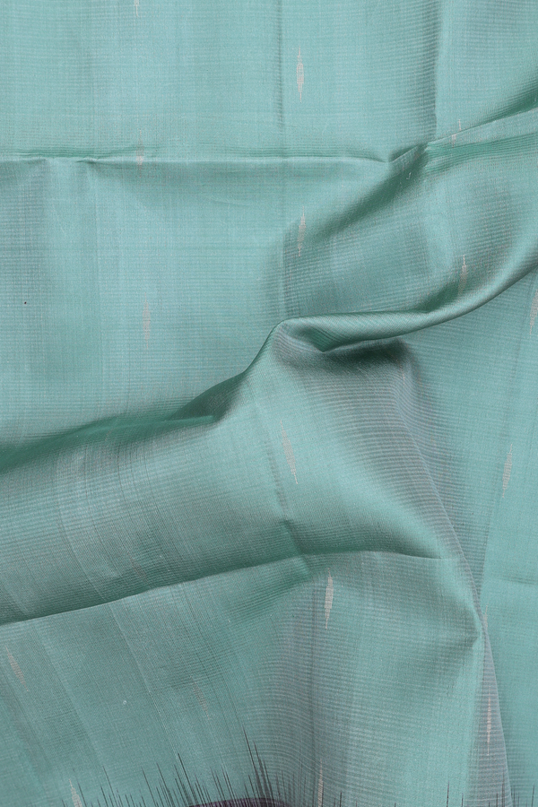 Soft Silk Saree In Dusty Green With Zari Buttas