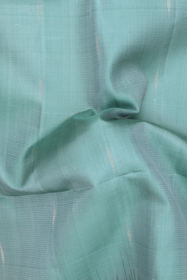 Soft Silk Saree In Dusty Green With Zari Buttas