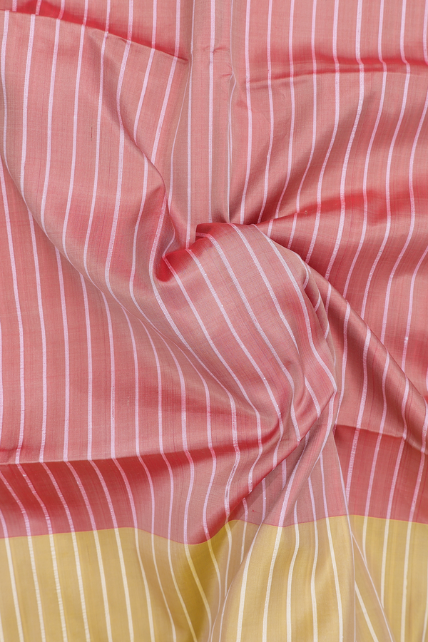 Soft Silk Saree In Dusty Orange With Stripes Design