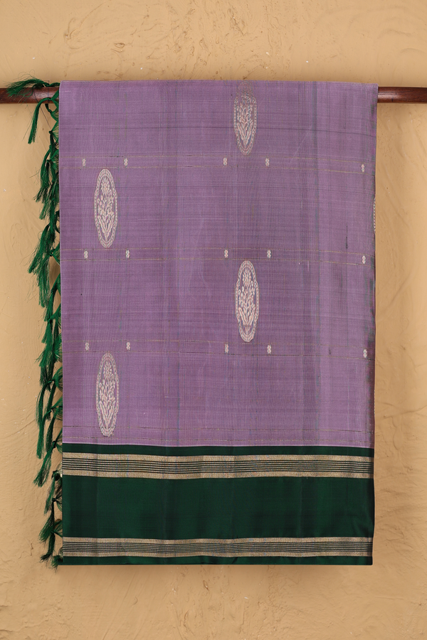 Soft Silk Saree In Dusty Purple With Floral Motifs