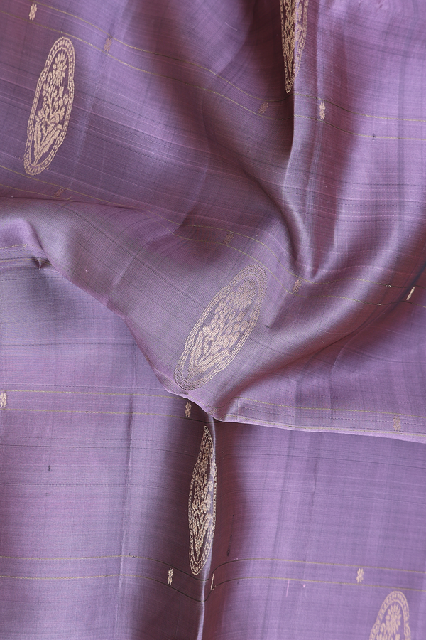 Soft Silk Saree In Dusty Purple With Floral Motifs