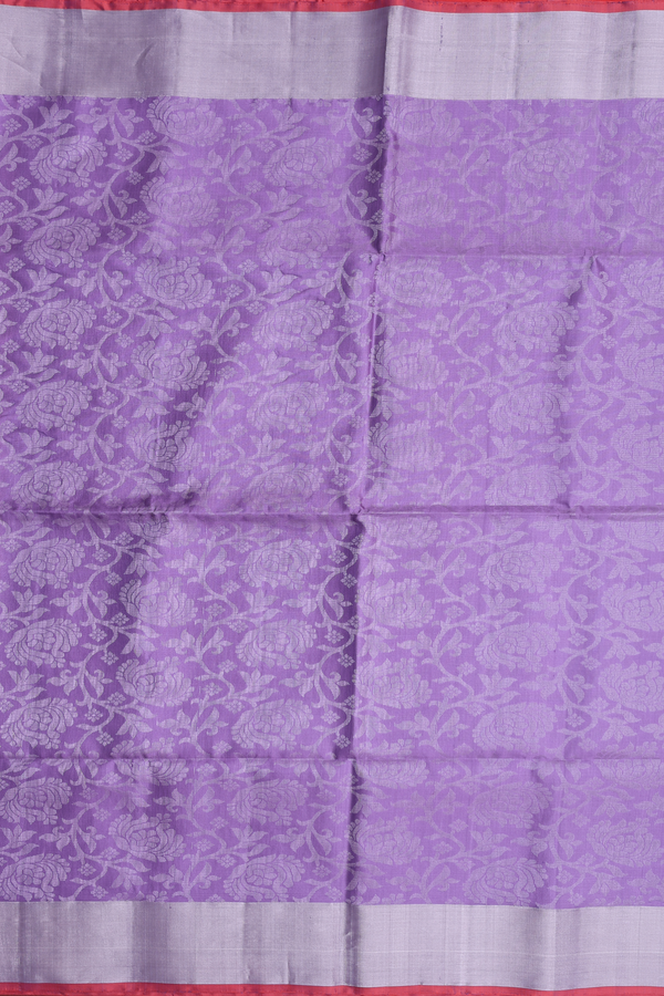 Soft Silk Saree In Dusty Purple With Floral Design