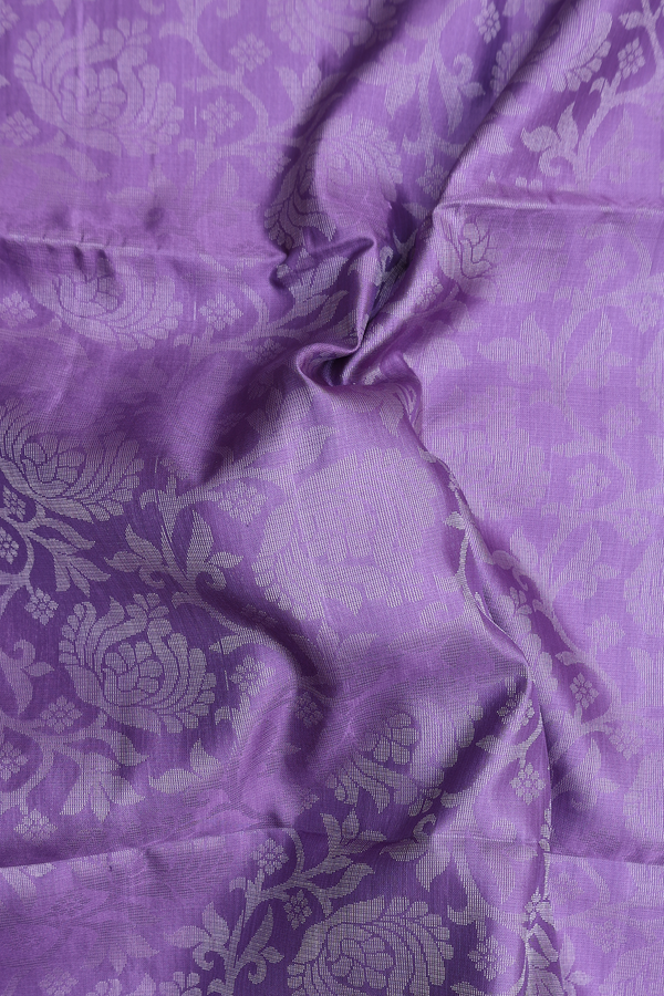 Soft Silk Saree In Dusty Purple With Floral Design