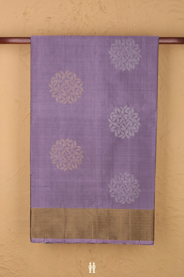 Soft Silk Saree In Dusty Purple With Floral Motifs