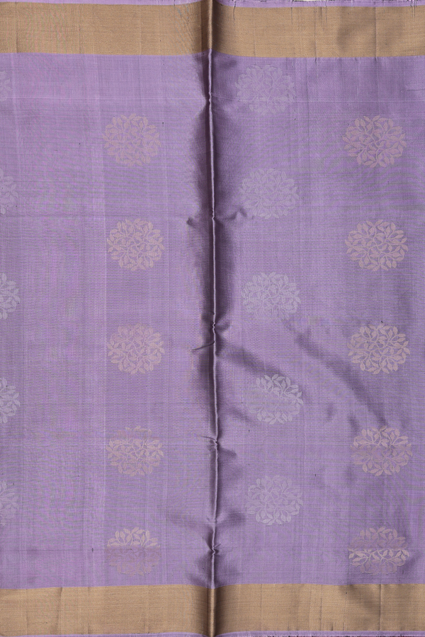 Soft Silk Saree In Dusty Purple With Floral Motifs