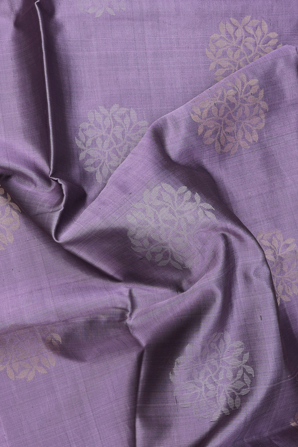 Soft Silk Saree In Dusty Purple With Floral Motifs