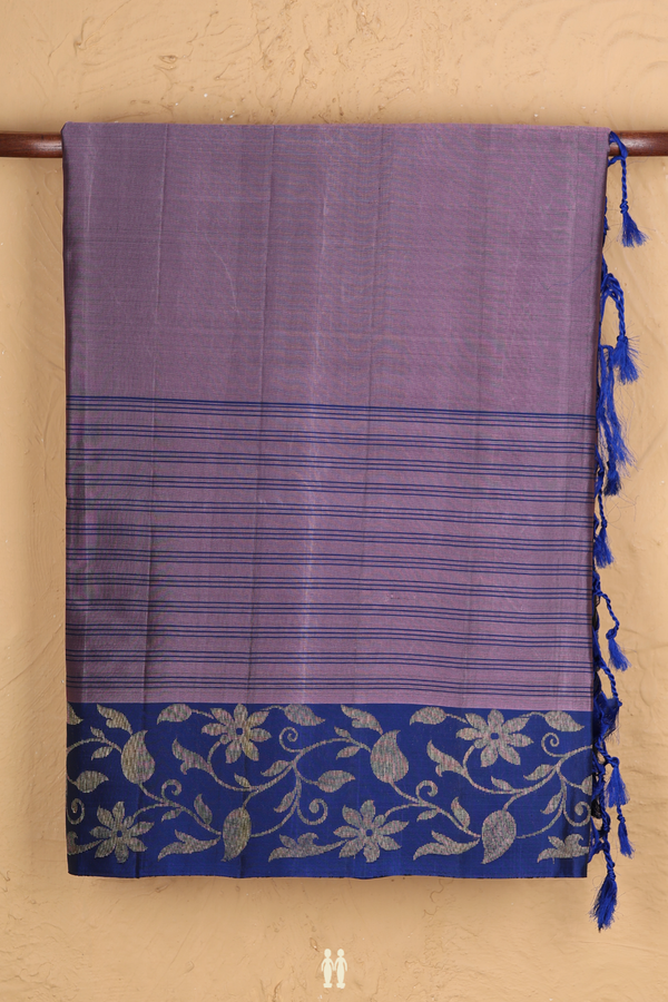 Soft Silk Saree In Dusty Purple With Stripes Design