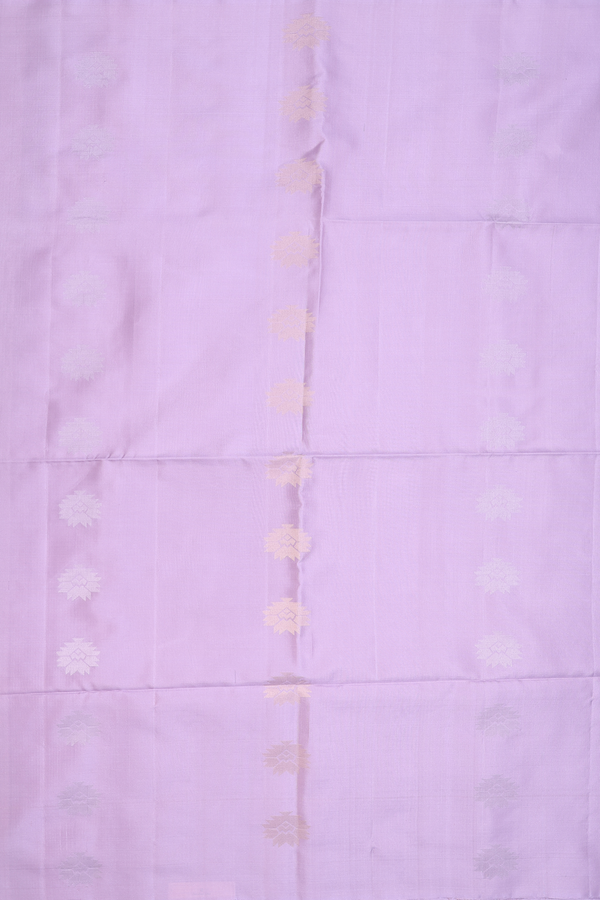 Soft Silk Saree In Dusty Purple With Zari Buttas