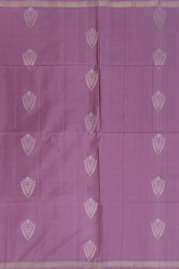Soft Silk Saree In Dusty Purple With Zari Motifs