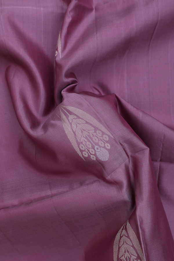 Soft Silk Saree In Dusty Purple With Zari Motifs