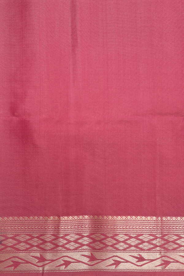 Soft Silk Saree In Dusty Red With Zari Motifs