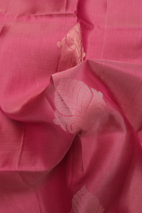 Soft Silk Saree In Dusty Red With Zari Motifs