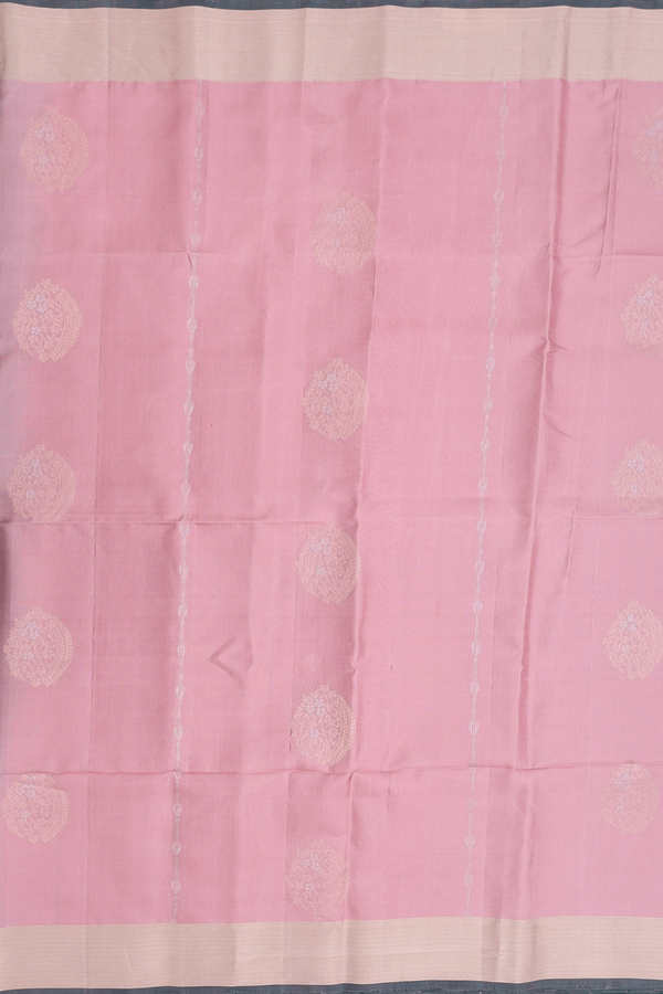 Soft Silk Saree In Dusty Rose With Zari Motifs