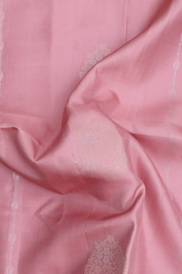 Soft Silk Saree In Dusty Rose With Zari Motifs