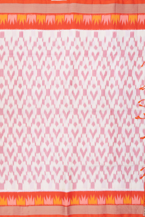 Soft Silk Saree In Egg White With Printed Design