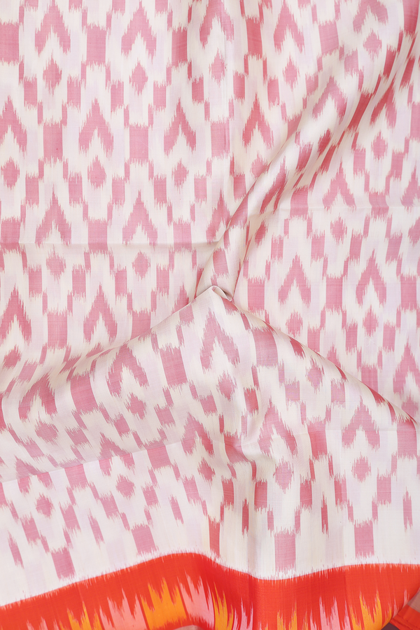 Soft Silk Saree In Egg White With Printed Design