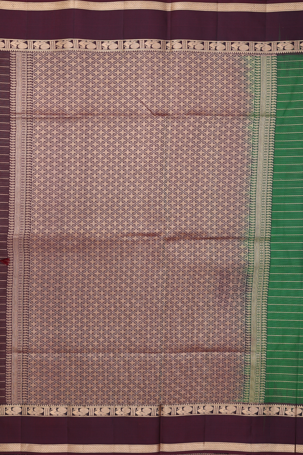 Soft Silk Saree In Emerald Green With Neli Design