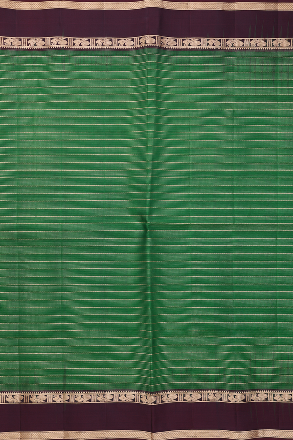 Soft Silk Saree In Emerald Green With Neli Design