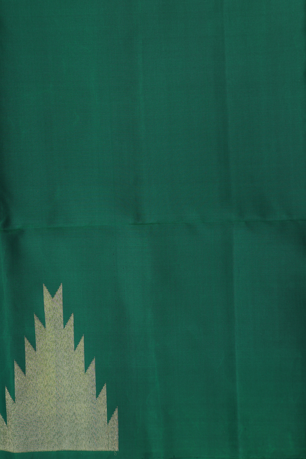 Soft Silk Saree In Emerald Green With Temple Border