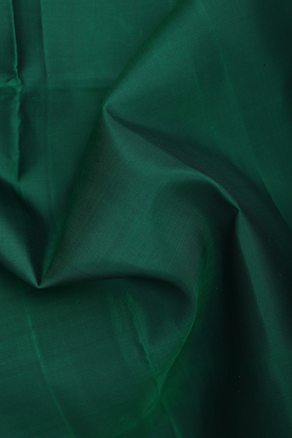 Soft Silk Saree In Emerald Green With Temple Border