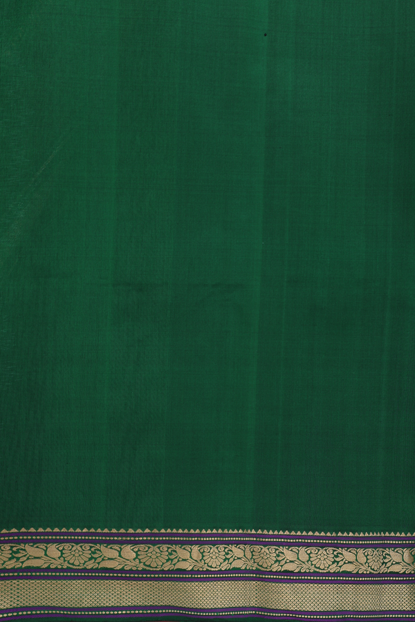 Soft Silk Saree In Emerald Green With Zari Buttas