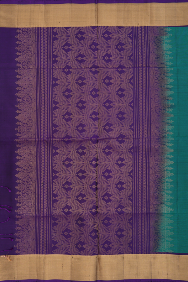 Soft Silk Saree In Emerald Green With Zari Motifs