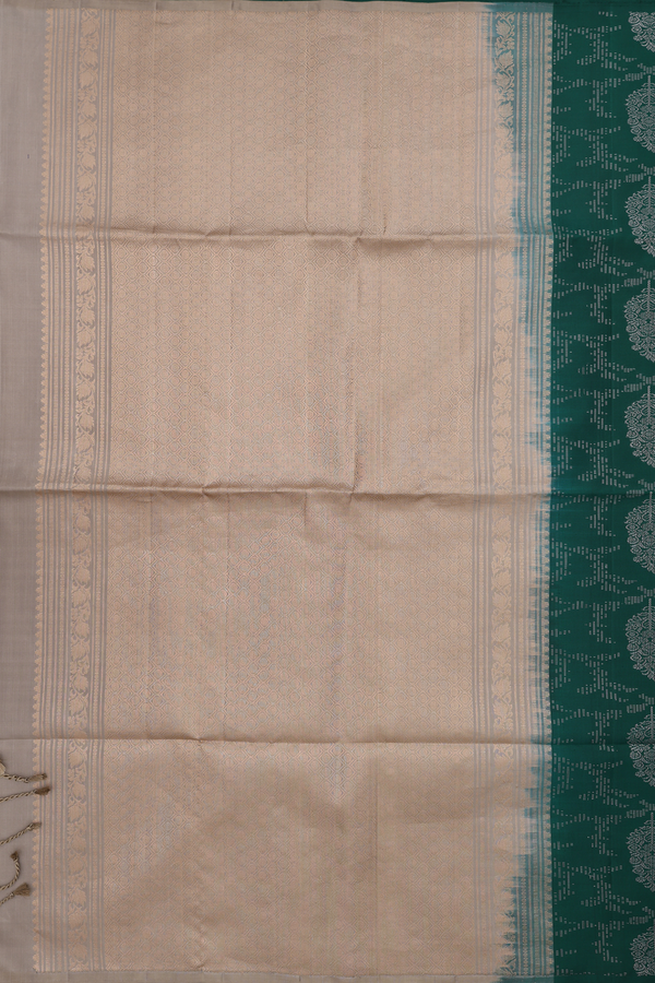 Soft Silk Saree In Forest Green In Paisley Design
