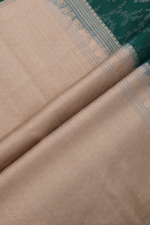Soft Silk Saree In Forest Green In Paisley Design