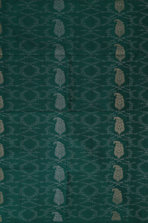 Soft Silk Saree In Forest Green In Paisley Design
