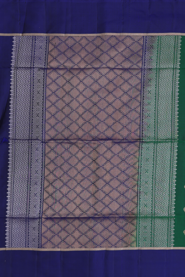 Soft Silk Saree In Forest Green With Allover Design