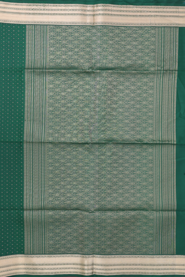 Soft Silk Saree In Forest Green With Allover Design