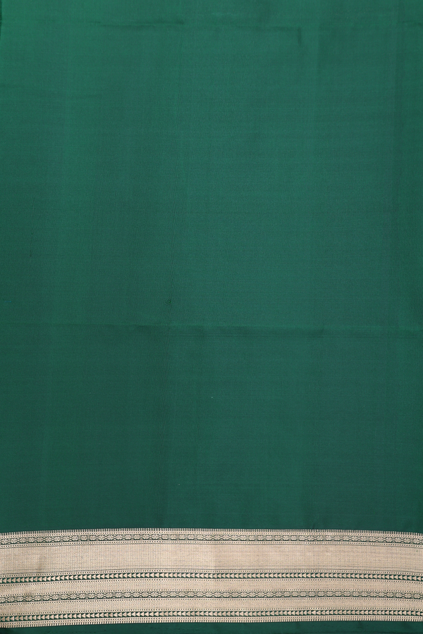 Soft Silk Saree In Forest Green With Allover Design