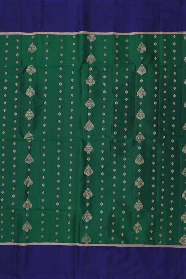Soft Silk Saree In Forest Green With Allover Design