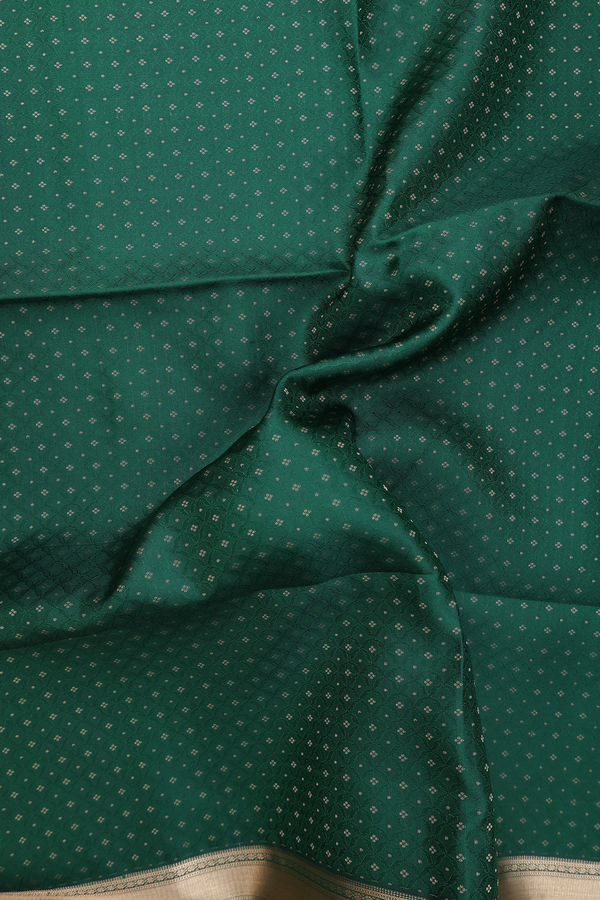 Soft Silk Saree In Forest Green With Allover Design