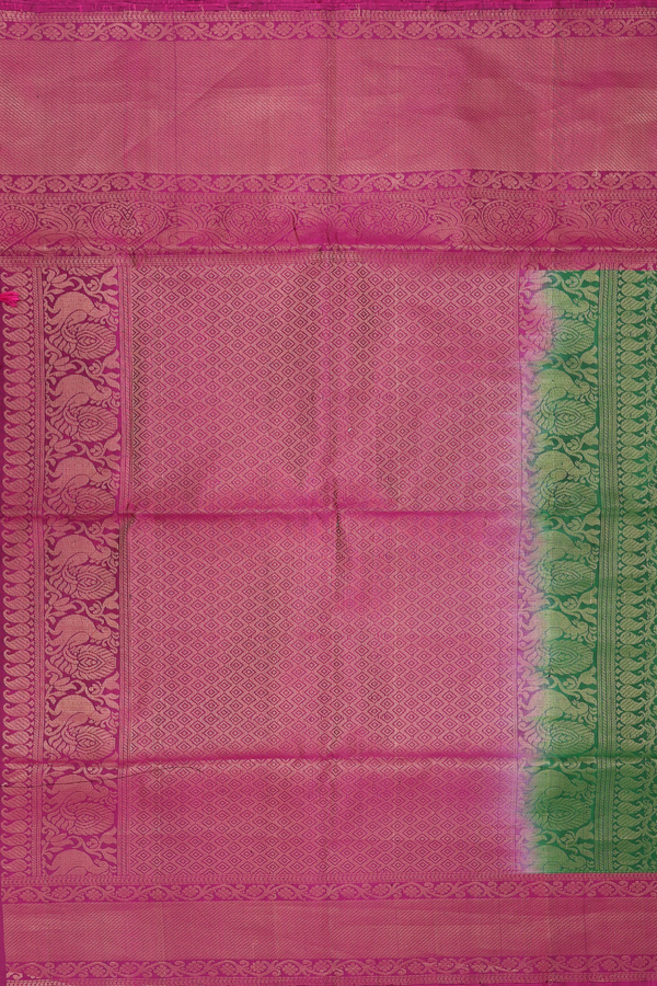 Soft Silk Saree In Forest Green With Brocade Design