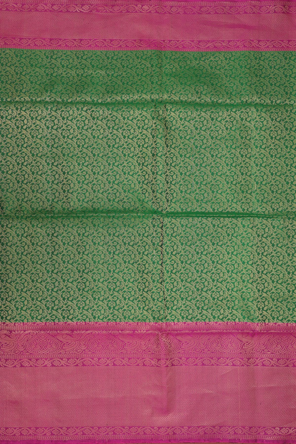 Soft Silk Saree In Forest Green With Brocade Design