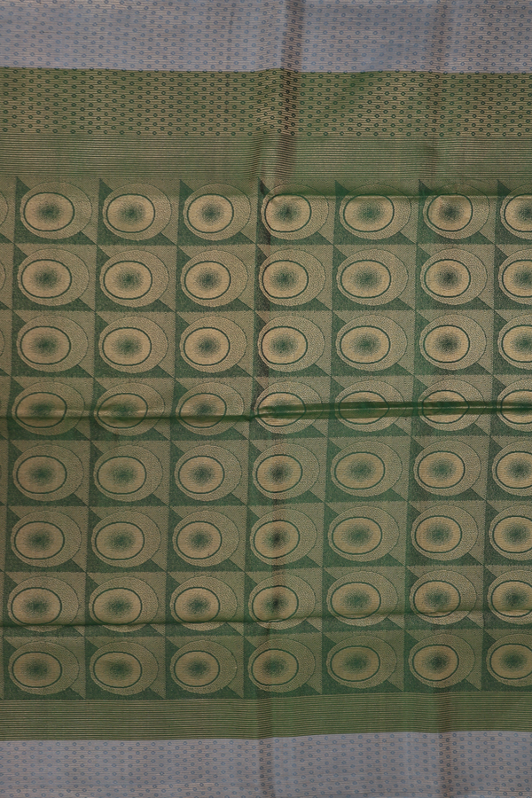 Soft Silk Saree In Forest Green With Brocade Design