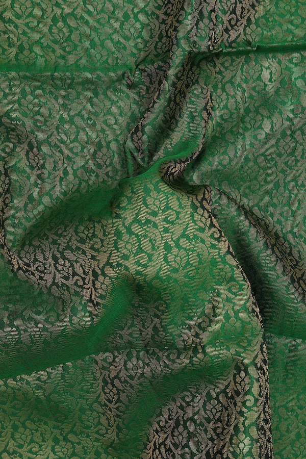 Soft Silk Saree In Forest Green With Brocade Design