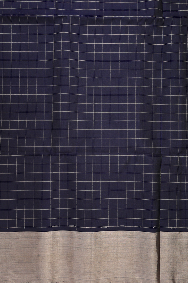 Soft Silk Saree In Forest Green With Checks Design